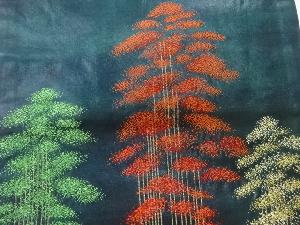 アンティーク　樹木模様織出し名古屋帯